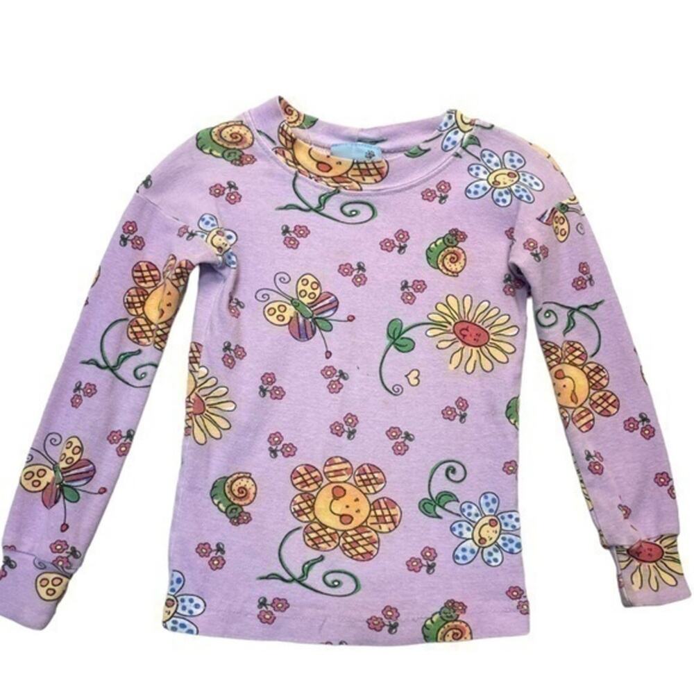 Sunflowers Butterflies Long Sleeve T-shirt Girl’s Size 5 purple lilac pastel